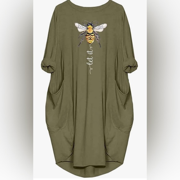 JiaMa Let it be Long Sleeve Loose Pocket Oversize Tunic Dress with Pockets M - Picture 1 of 13